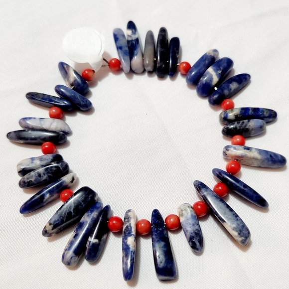 Natural Blue Sodalite Irregular Teardrop Stone Beads - Picture 2 of 6